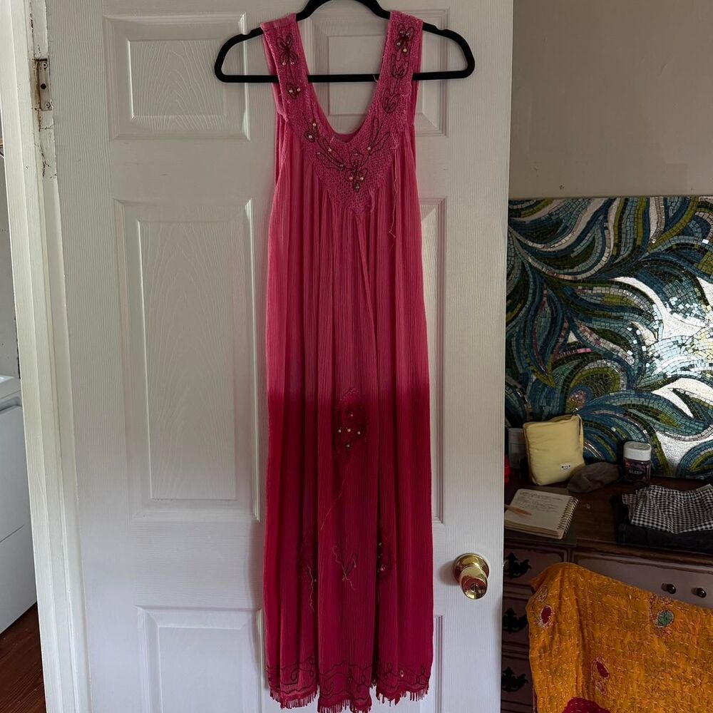 Vintage Nina Firenze Italian pink maxi dress